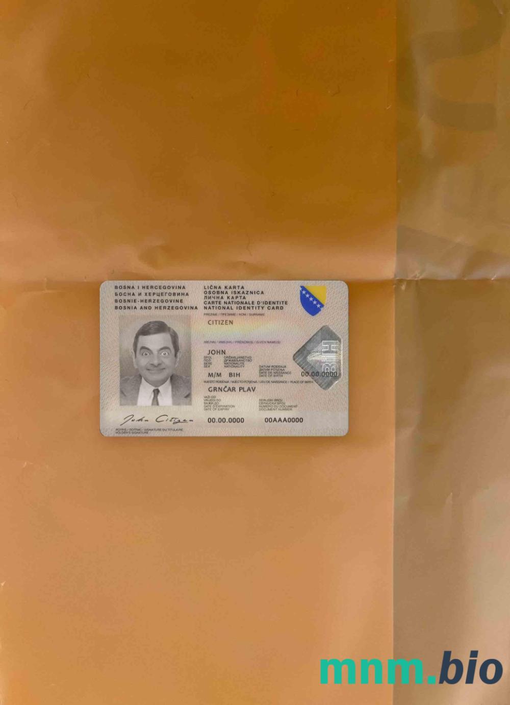 Bośnia i Hercegowina ID fotowygląd szablon PSD